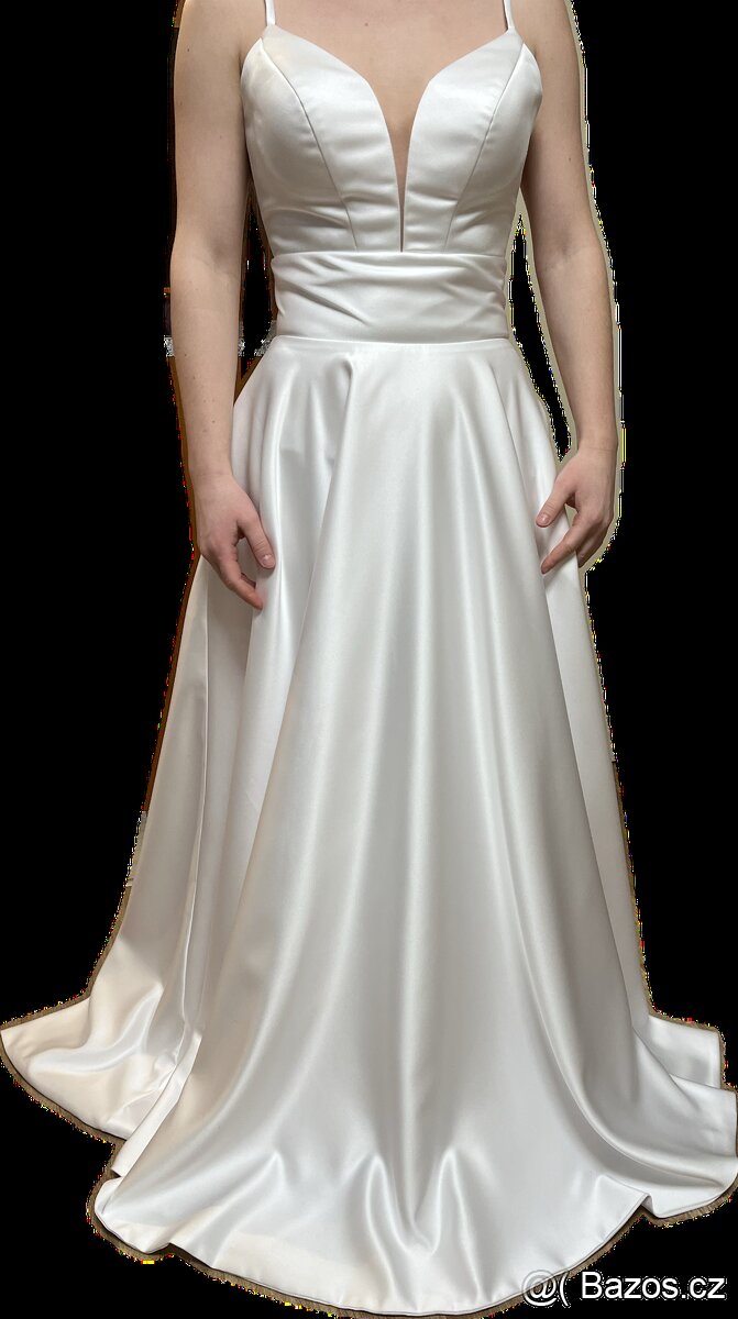 Svatební saténové šaty - 19