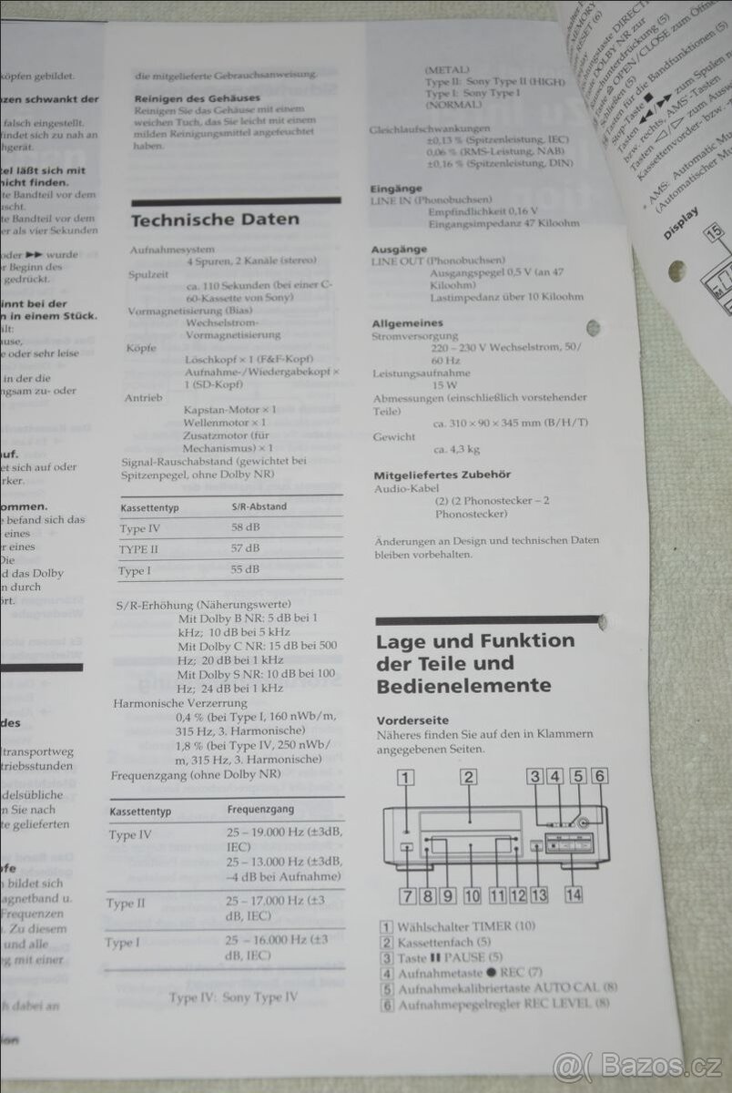 Tape deck SONY z řady SCALA, top midi,Dolby B,C,S,HX PRO - 19