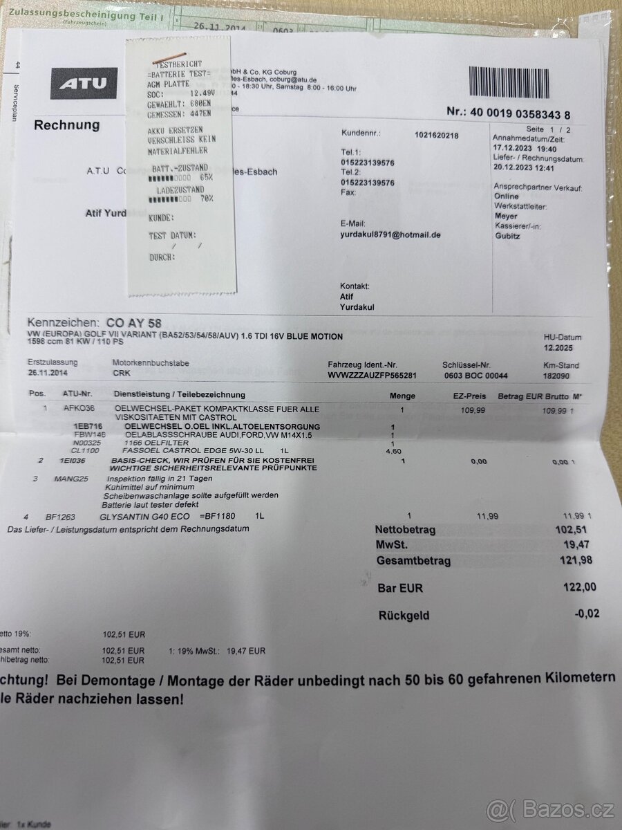 VW GOLF 7 COMBI 1.6 TDI 81kW CUP WEBASTO - 19