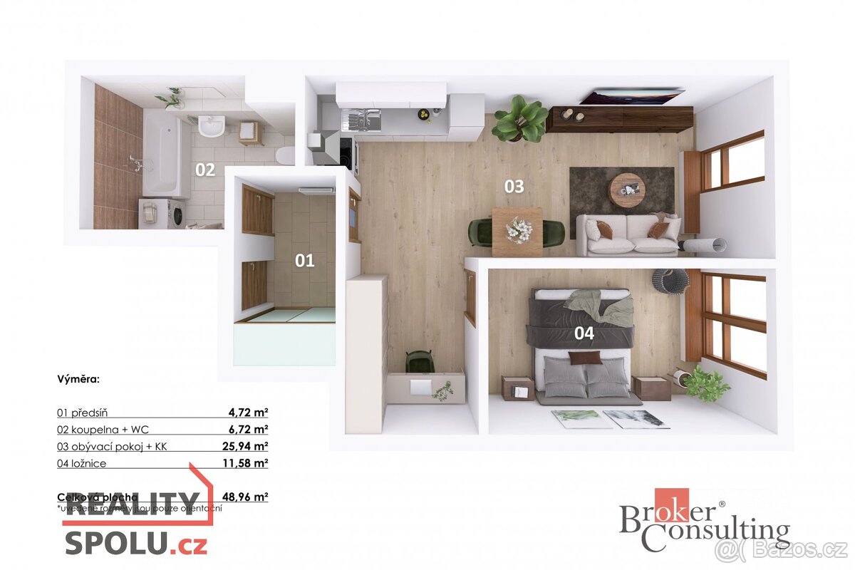 Pronájem, byty/2+kk, 47 m2, Nad Rokoskou 2415/2, 18200 Praha - 19