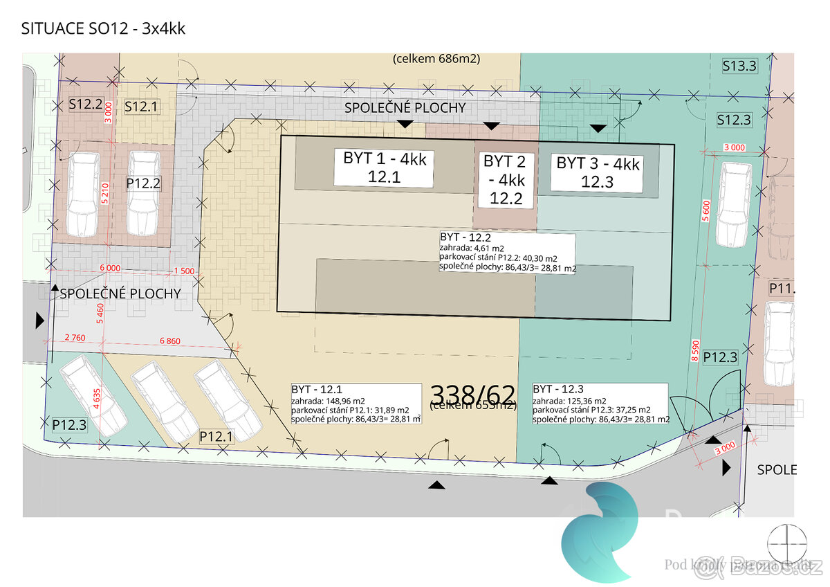 Byt 4+kk, 99m2, balkón 20,9m2, 2 parkovací stání, zahradní d - 19