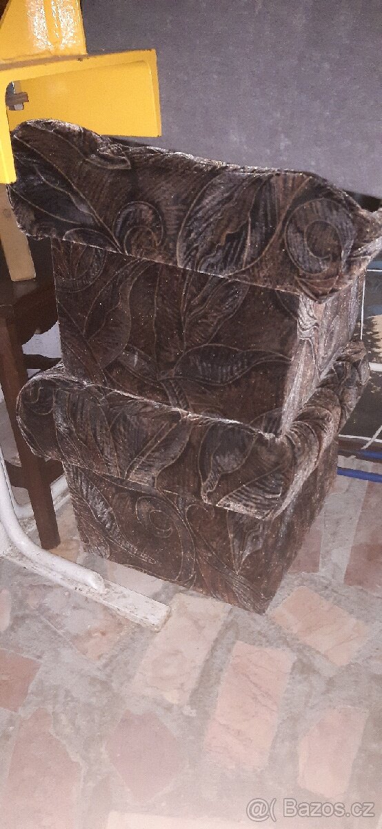 vintage rozkládací gauč z masivu + 2ks. bobík - 19