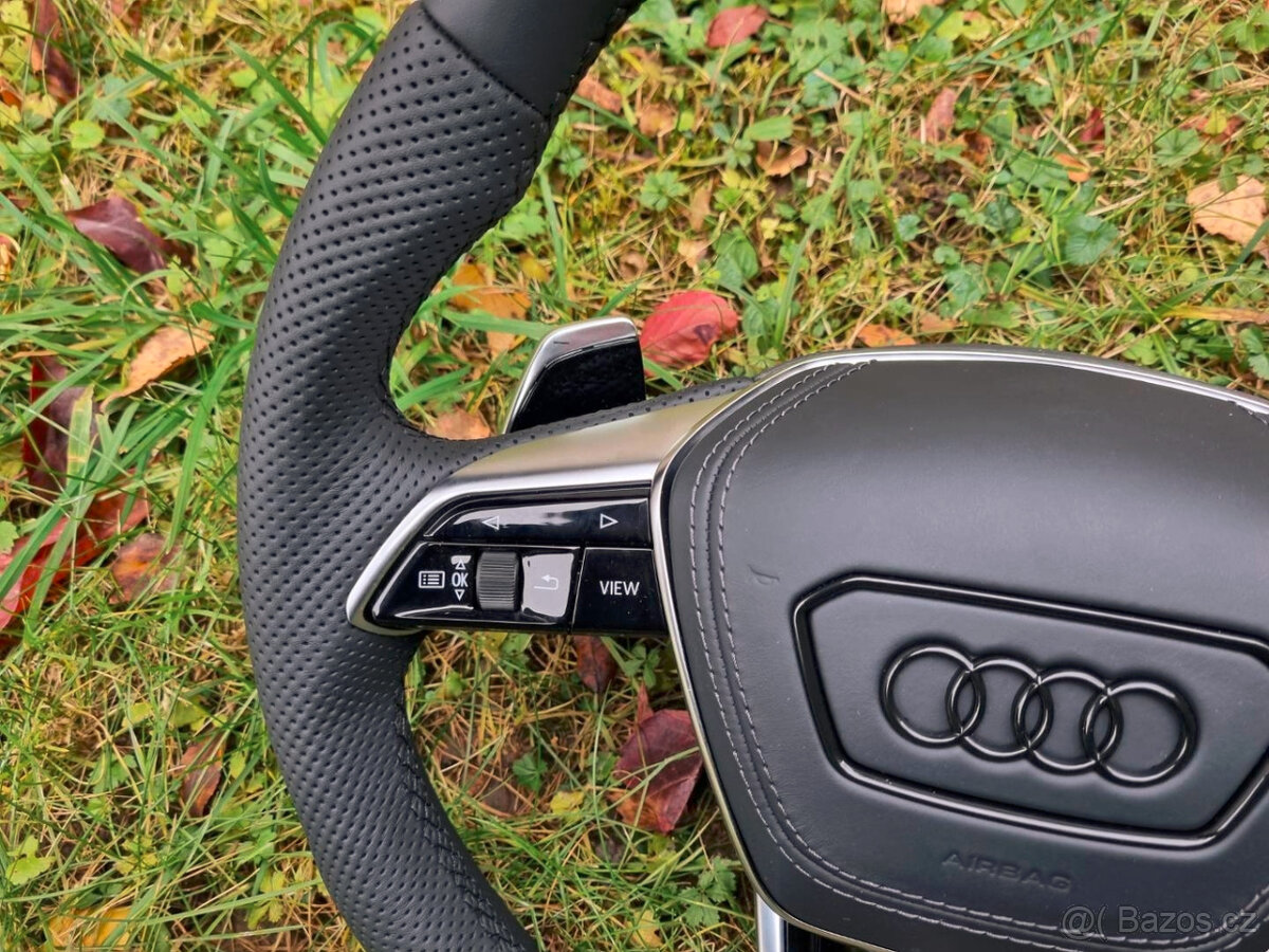 AUDI A6 C8 A8 SQ8 Q8 VOLANT kozeny zkoseny perforovana koža - 19
