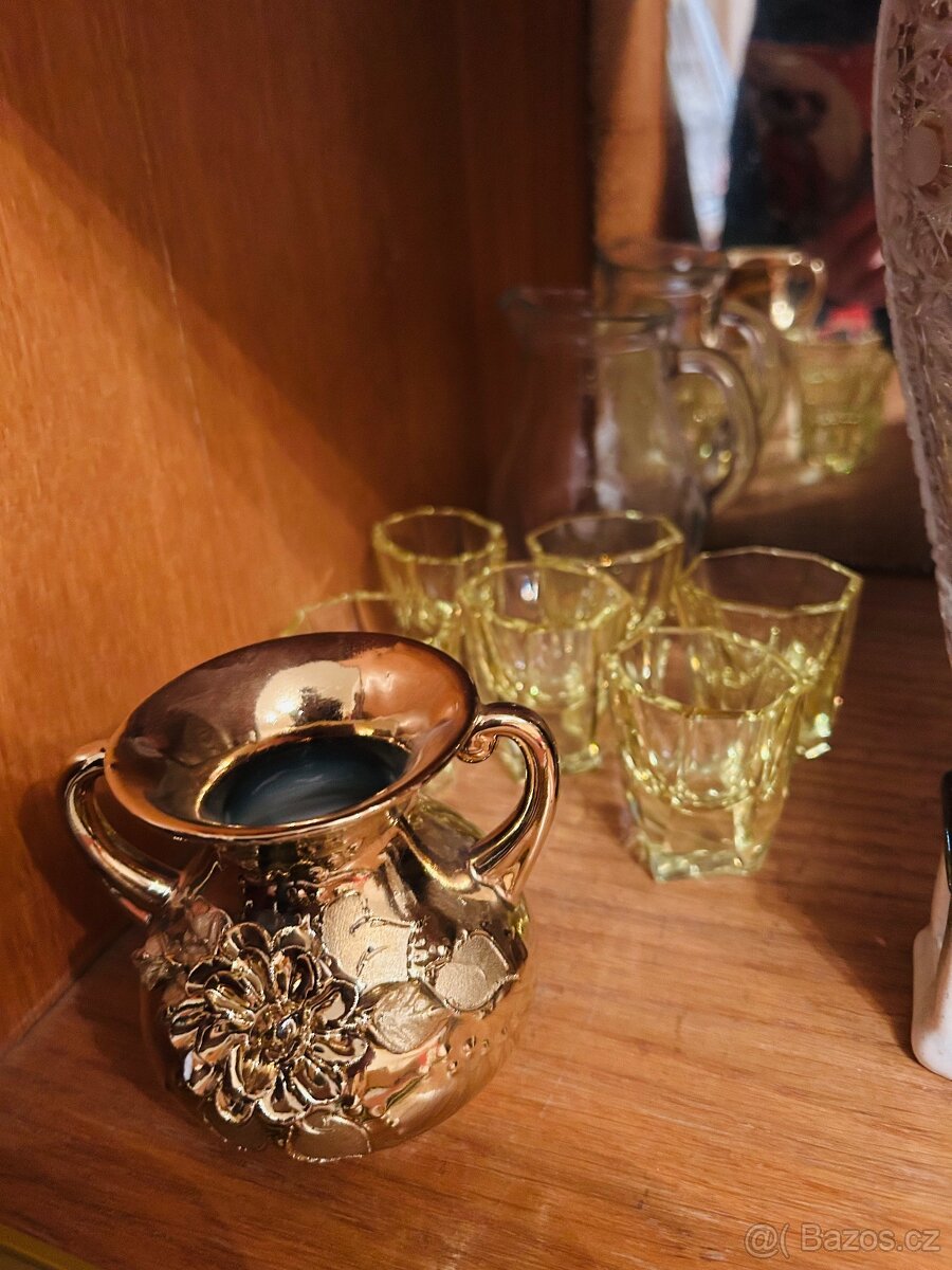 Porcelán sošky sklenice broušené sklo - 19