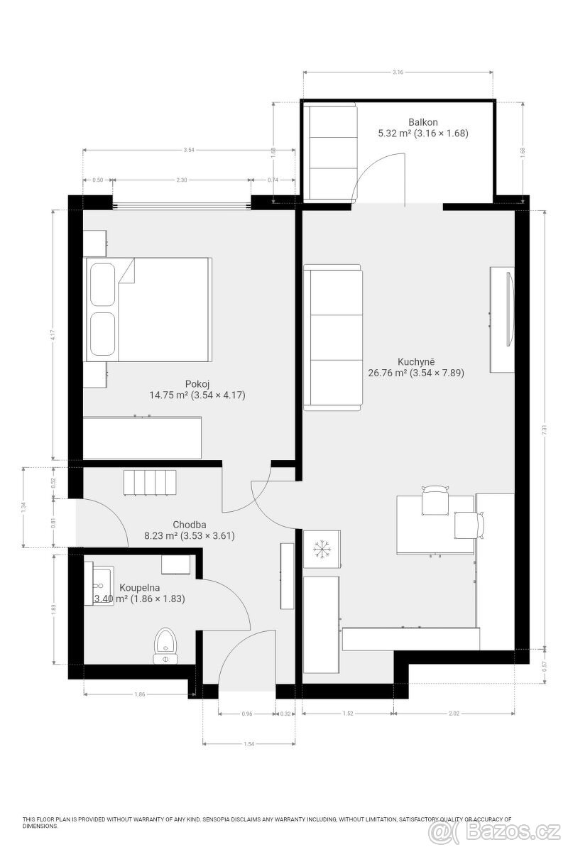 Podnájem bytu 2+kk, Poříčí, Pisárky, 20.000 Kč/měs, 57 m2 s - 19
