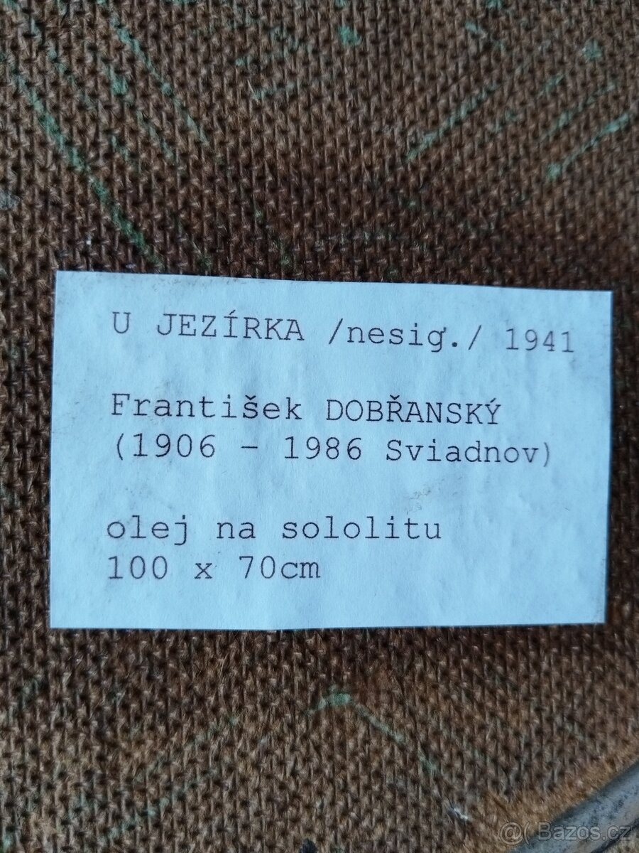 obraz U JEZÍRKA, akt, olej, F. Dobřanský 1941, 115x85cm - 19