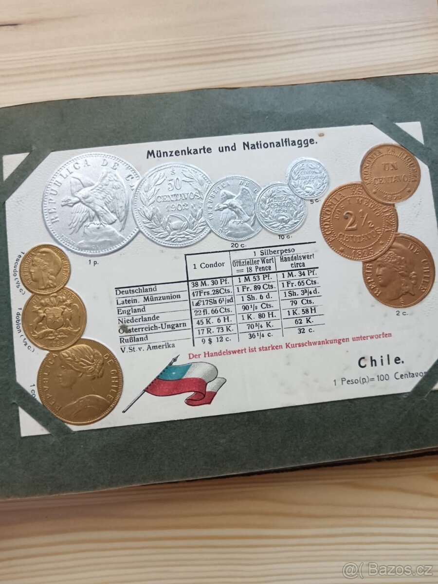 Peníze všech Zemí světa 37 Pohlednic s Mincemi z celého svět - 19