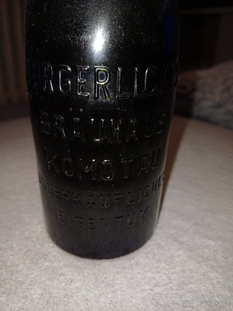 Pivni láhev KOMOTAU včetně patentniho uzávěru.Lékárnická láh - 19