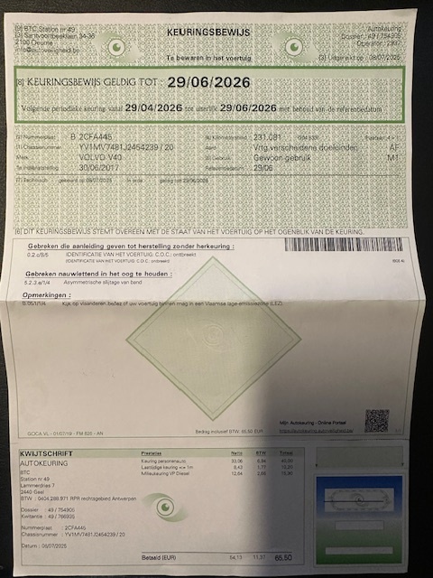 VOLVO V40 2.0D, D2, 88kw-120PK, 06/2017 - 19