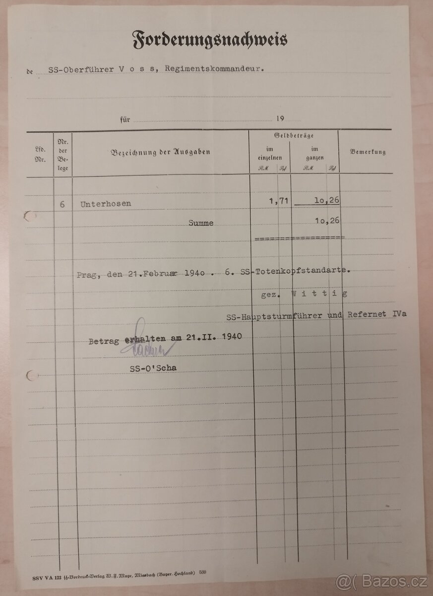 DOKUMENTY PO GENERÁL SS BERNHARD VOSS 2 - 19