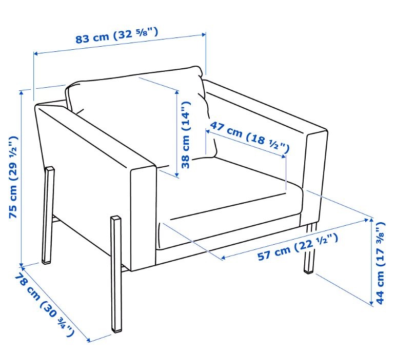 Křeslo IKEA KOARP potah Gunnared šedá, robustní a stabilní - 19