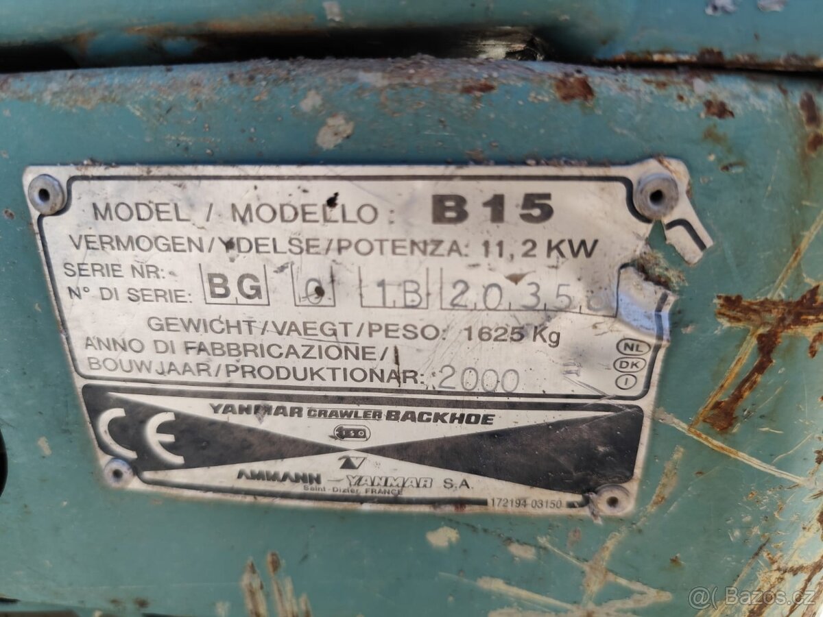 Minibagr Yanmar B15. 2x lyžica. - 19