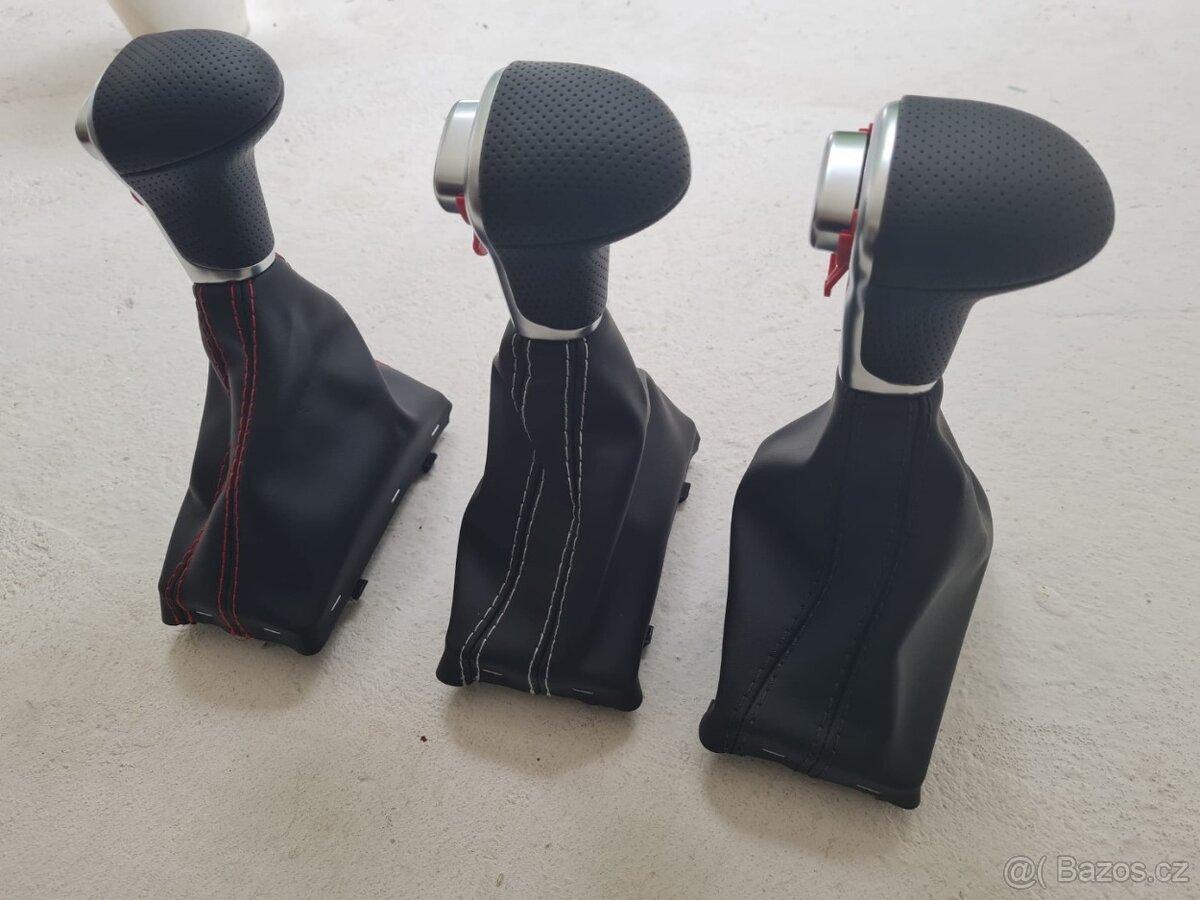 Radiaca páka pre automat AUDI / čierna biela červená nitka - 19