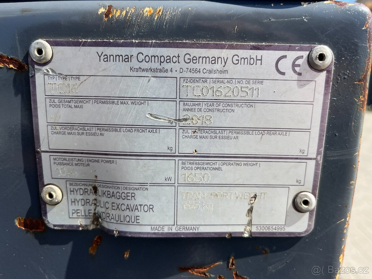 Minibagr minirypadlo Terex Schaeff TC16, 2018 rv, 1713mth - 19