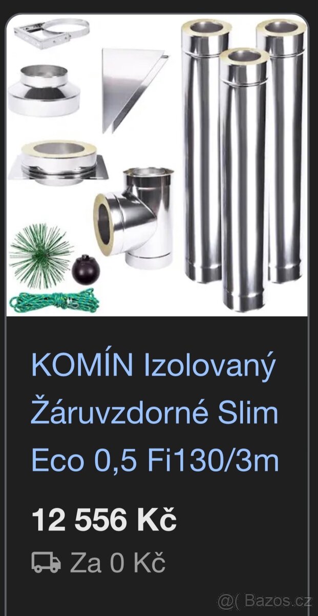 Komín nerez, izolovaný komín, sněholamy - 2 ks - 19