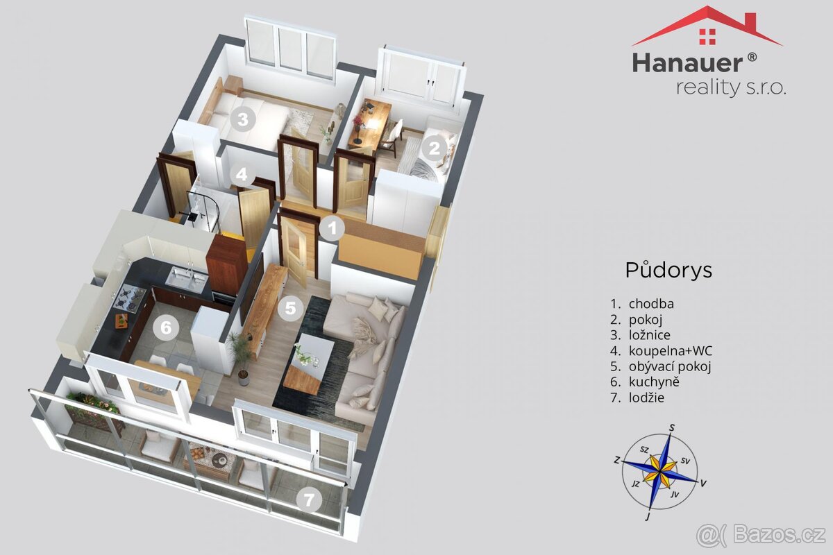 Prodej bytu 3+kk, 55 m2, Praha - Střížkov, ul. Rumburská - 19