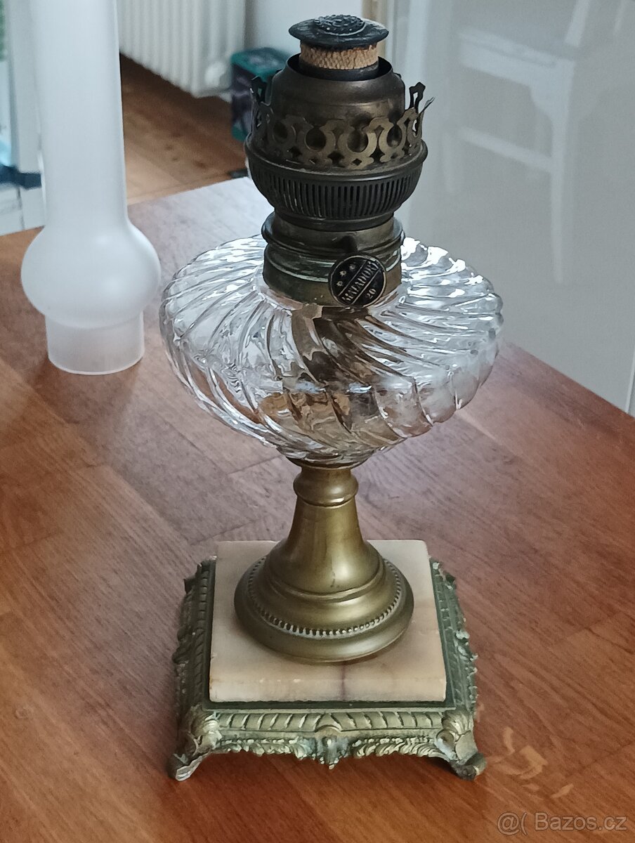 STAROŽITNÁ SECESNÍ PETROLEJOVÁ LAMPA EHRICH & GRAETZ-19.STOL - 19