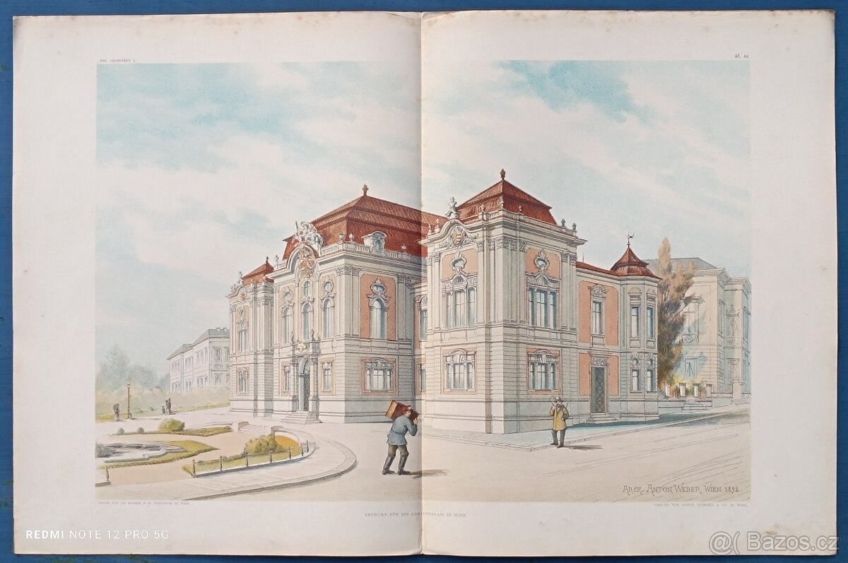 Originální litografické listy z „Der Architekt“ (1895 - 19