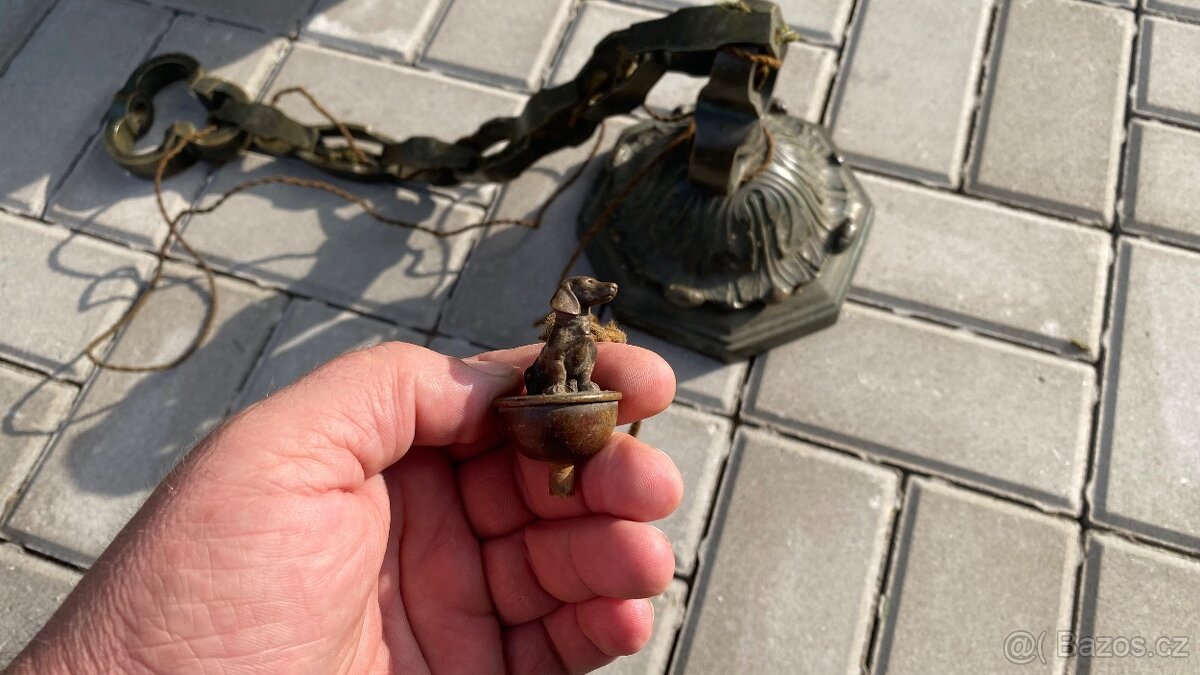 Hodně starý závěsný lustr nebo svítidlo - 19