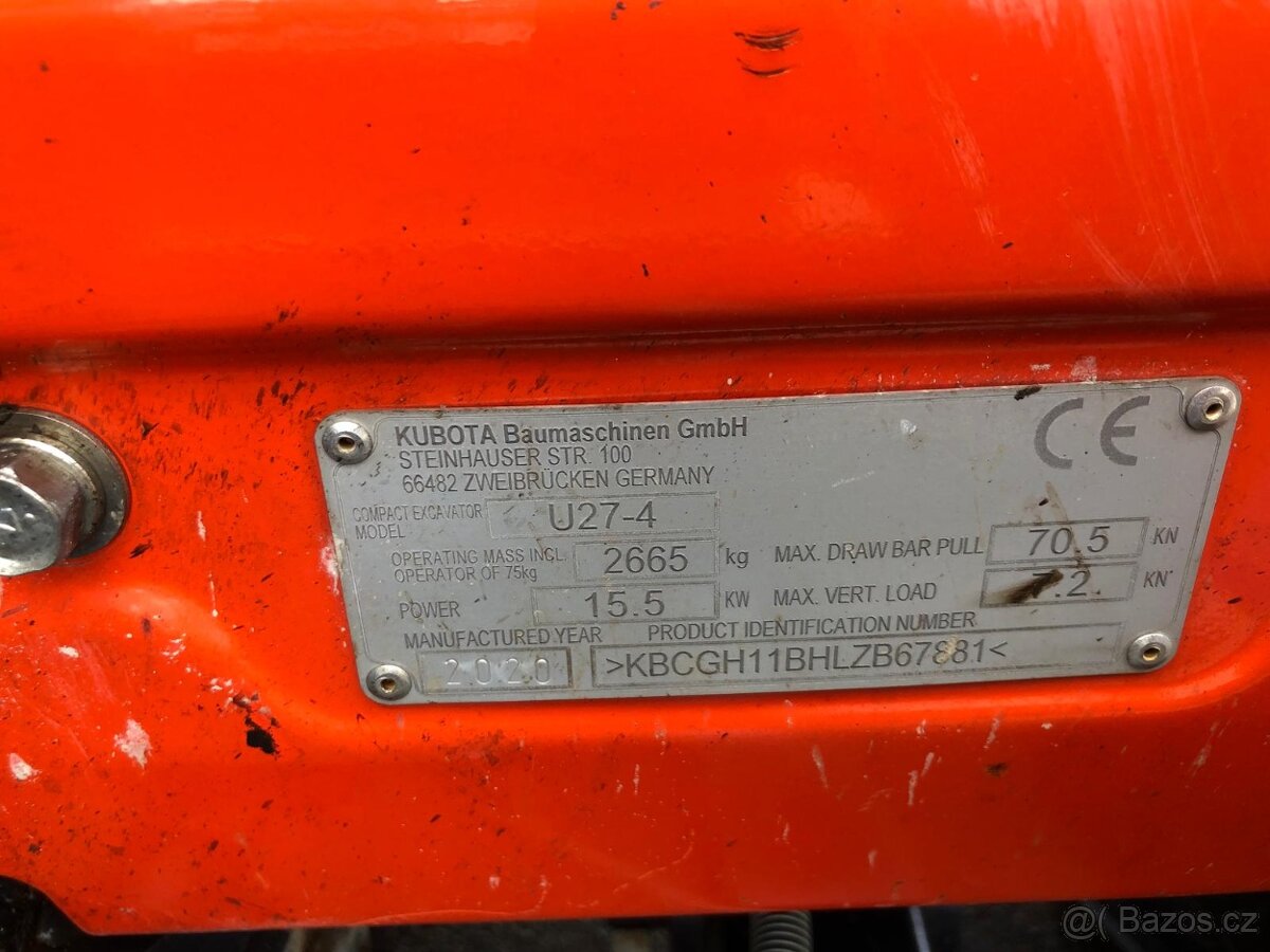 Pásový bagr Kubota U27 - 4 - 19