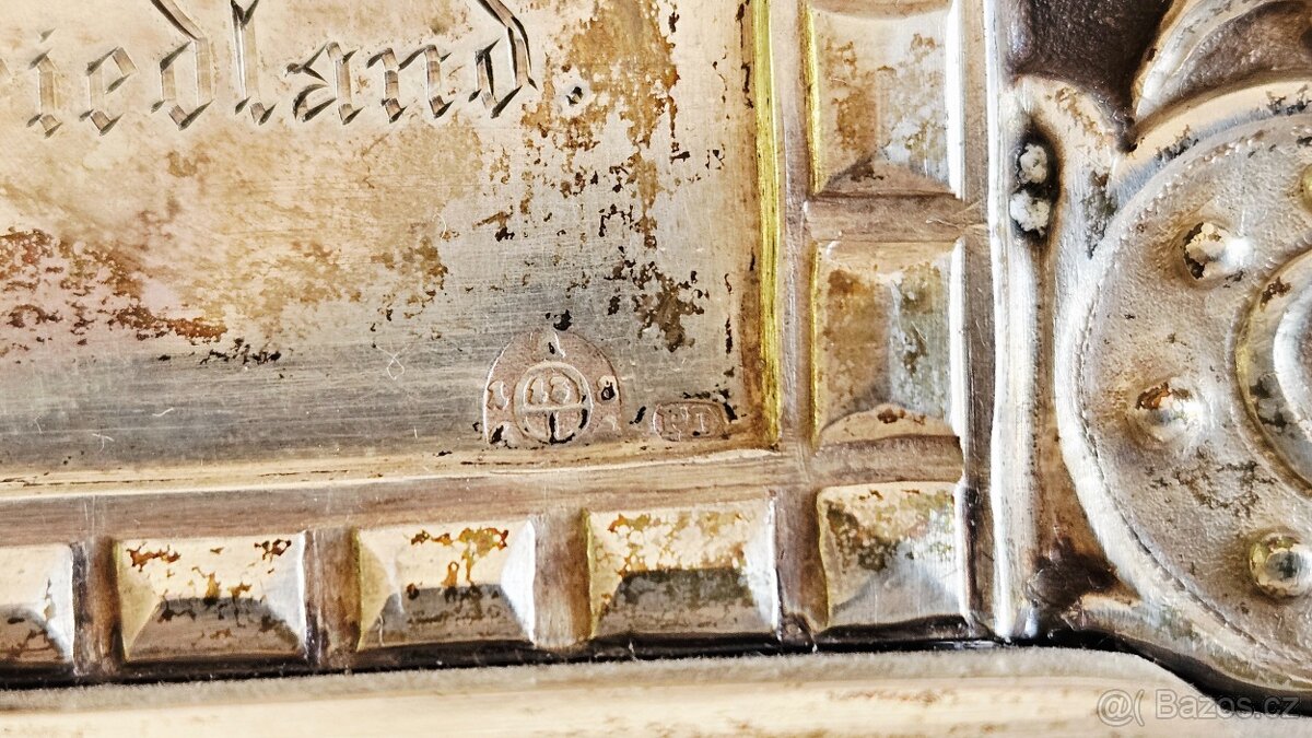 Ag stříbro stolní krucifix loťák rok 1864 biedermeier styl - 19