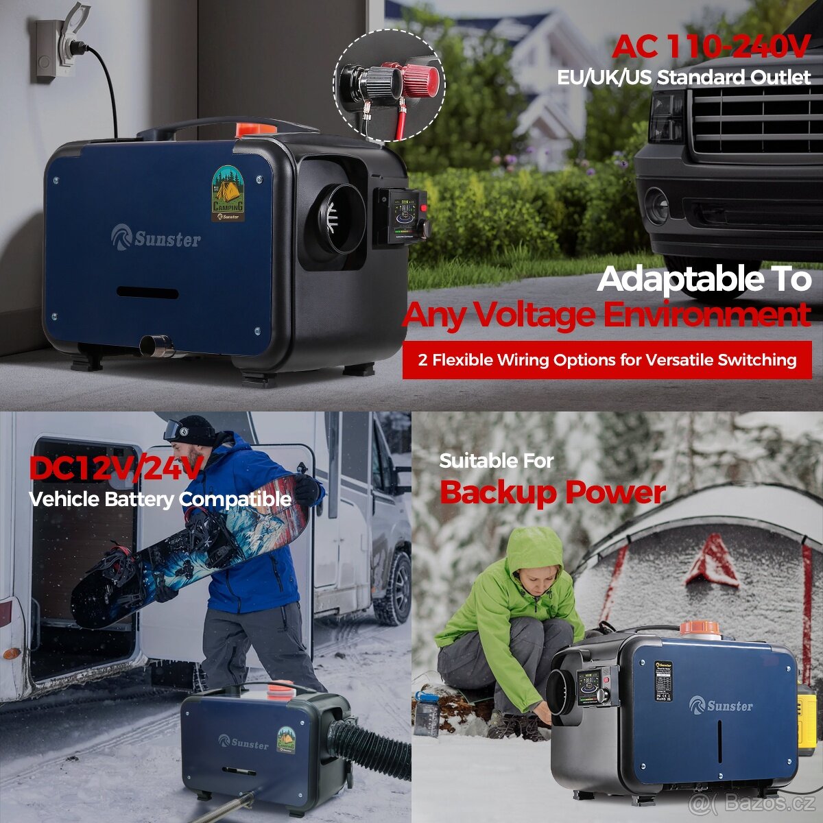Naftové topení 5-8kW, 12/24/230V, auto start/stop, BT - 19