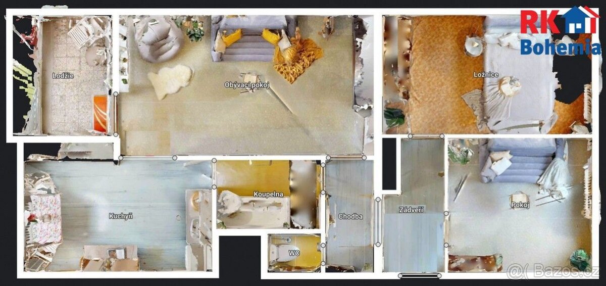 Pronájem bytu 3+1 s lodžií v Praze 8 - Kobylisích, v ulici Š - 19