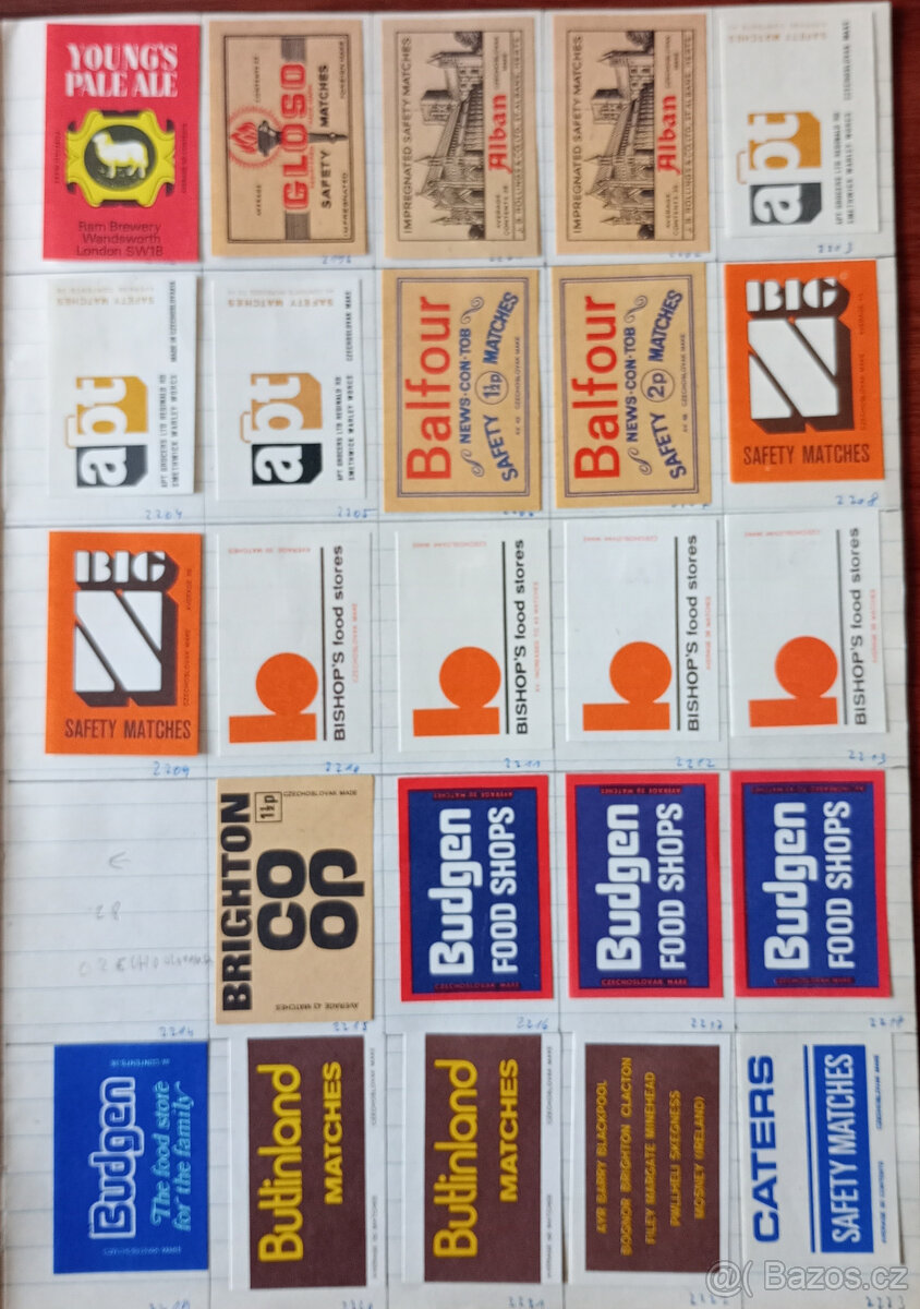 Historické zápalkové nálepky ČSSR + export – 730 ks - 19