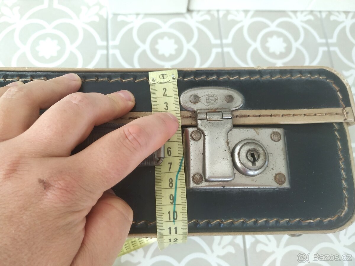 Starý retro kufr koženka Kazeto hnědý - 19