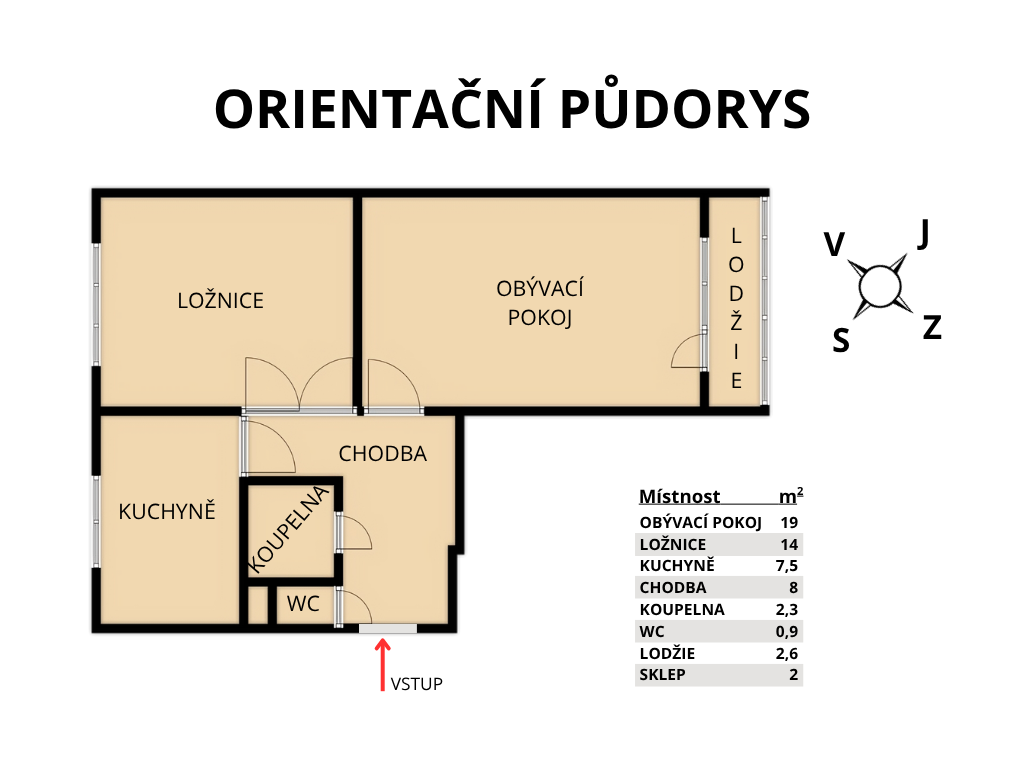 Byt 2+1, 56 m², Karviná – Ráj, ul. Haškova - 19