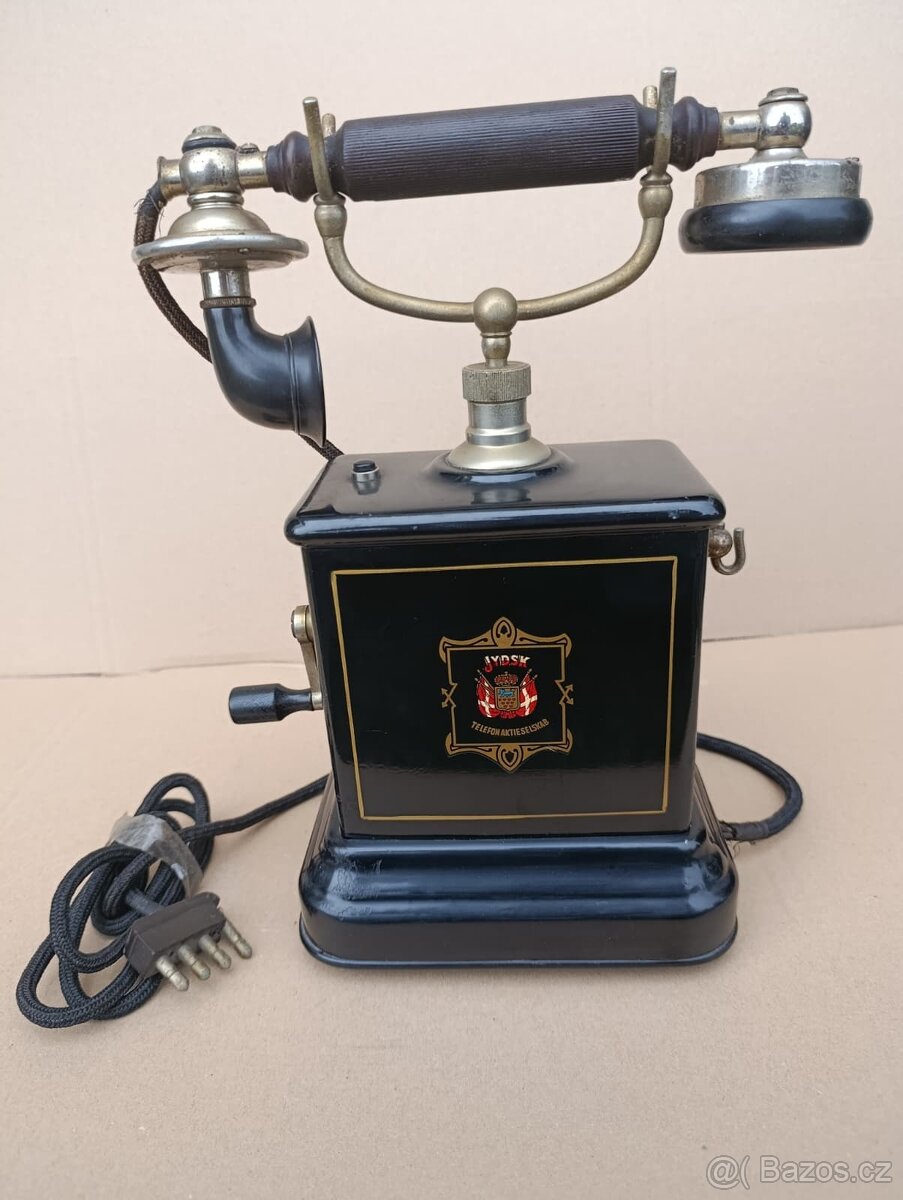 Velmi starý dánský telefon Jydsk, krásný kus - 19