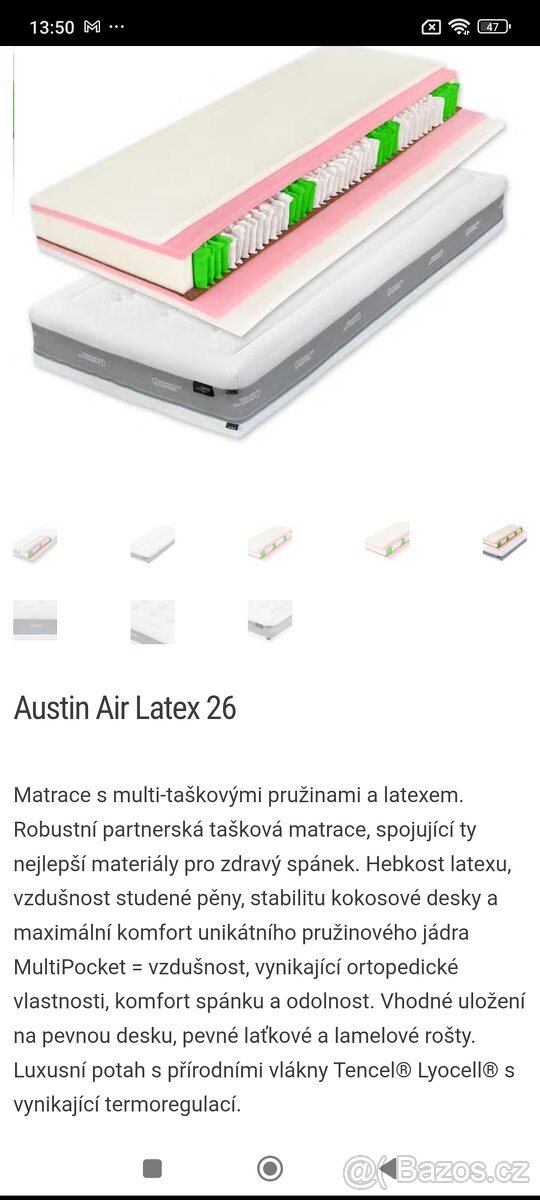 Prodám kovanou postel + Matrace Tencel 180cm x 200cm - 19