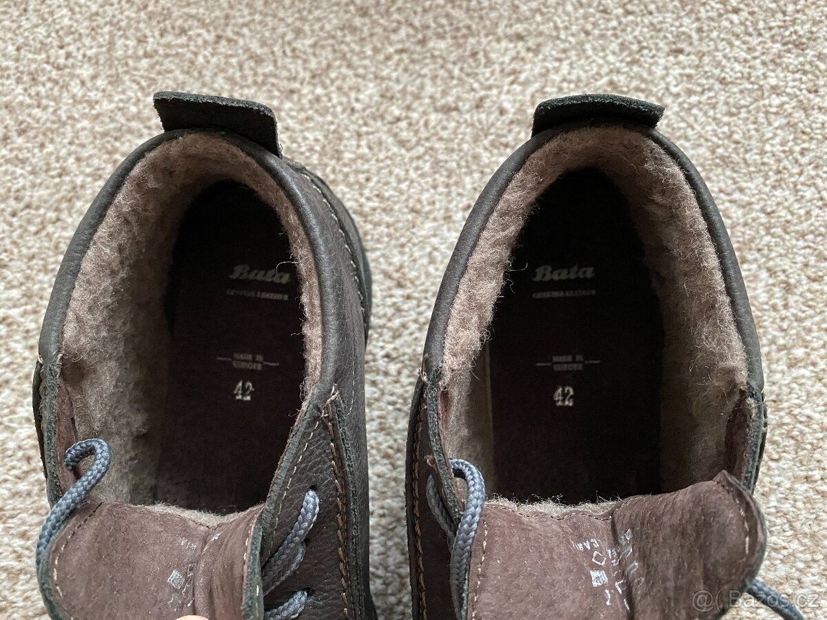 Nové pánské zimní kožené boty Baťa s kožichem - č. 42 - 19
