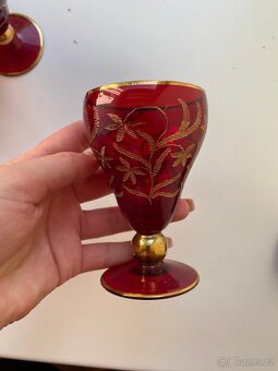 Vintage sada rubínových skleniček - 18 ks - 19