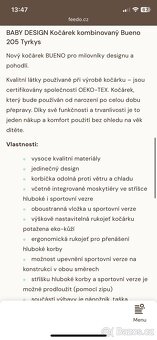 Kočárek kombinovaný BabyDesign Bueno tyrkys - 19