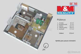 Prodej bytu 2+1, 57 m², Most, ul. tř. Budovatelů - 19