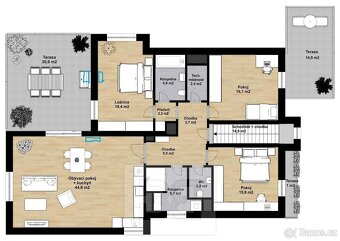Pronájem luxusního bytu 4+kk, 138 m2 + dvě terasy, garáž a p - 19
