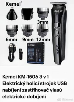 NOVÝ  Bezdrátový profesionální HOLICÍ STROJEK. Zn."Kemei - 19