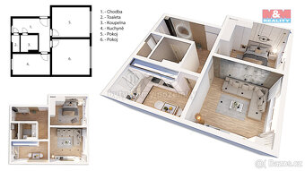Prodej bytu 2+1, 58 m², Bílina, ul. 5. května - 19