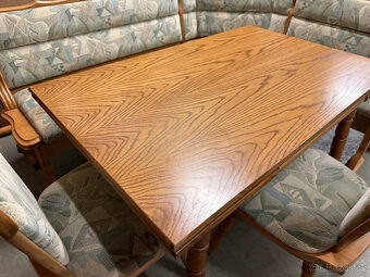 Dvakrát dubová jídelní lavice + stůl a židle - 19