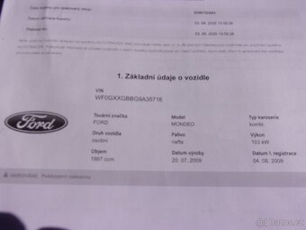 Ford Mondeo kombi 2,0TDCi 103kW,automat,prov.8.2009 - 19