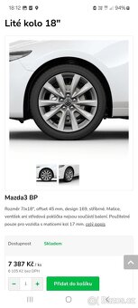 Letní sada Alu kol R18 Mazda 3 215/45 s novými pneu - 19