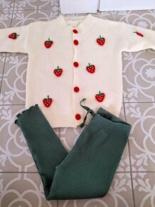 Set zelené legíny Zara + jahodový krémový svetr 104 - 19