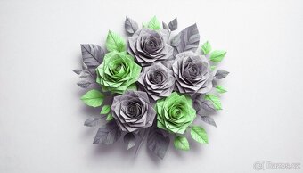 Papírová origami kytice růží - 19