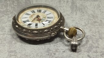Staré stříbrné kapesní malované hodinky DNES SNÍŽENA CENA - 19