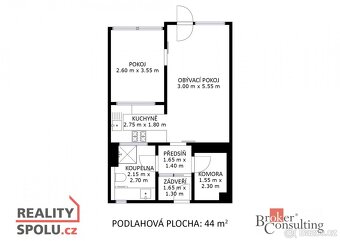 Prodej, byty/2+kk, 44 m2, Moutnická 1375/2, 62700 Brno, Brno - 19