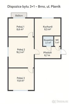 Prodej bytu 3+1, 58 m², Brno – Štýřice, ul. Pšeník (bez RK) - 19