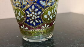 Starožitná skleněná váza s ručním smalt dekorem 6624 - 19