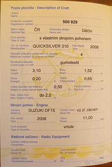 nafukovací motorový člun Quicksilver AA310 + motor Suzuki 15 - 19