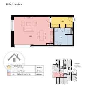 Prodej bytu- ateliér 1kk  52,90m2, s předzahrádkou 32 m2 a p - 19